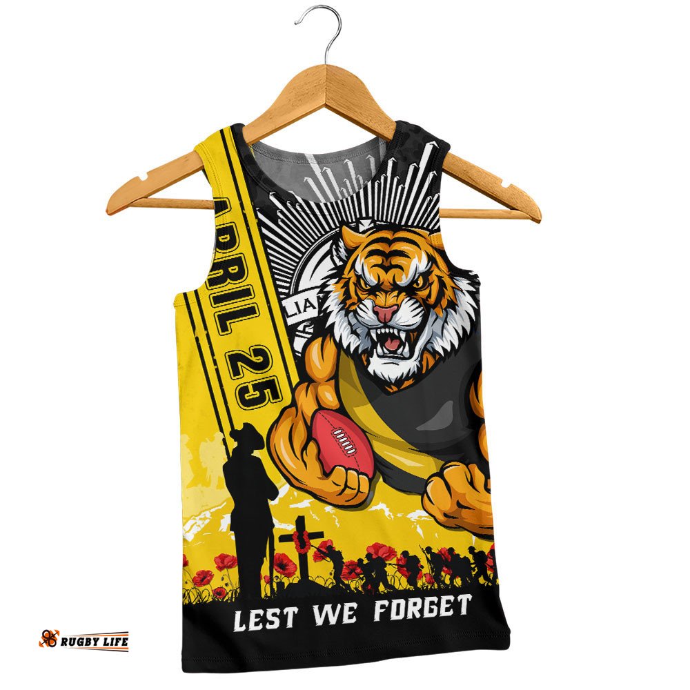 Richmond Men Singlet Anzac Day Lest We Forget Memorial