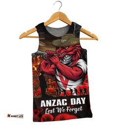 St. George Illawarra Dragons Men Singlet Anzac Day Rising Dawn Ceremony Lest We Forget Courage