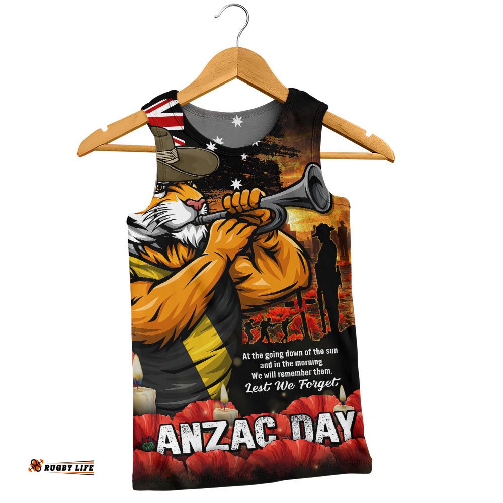 Richmond Men Singlet Anzac Day Dawn Of Courage Eternal Tribute