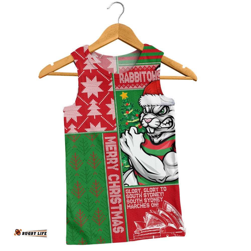 South Sydney Rabbitohs Men Singlet Christmas Magic Knit Style Winter Glow