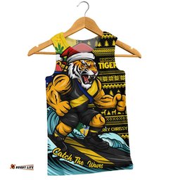 Richmond Men Singlet Christmas Holiday Santa Rides The Waves
