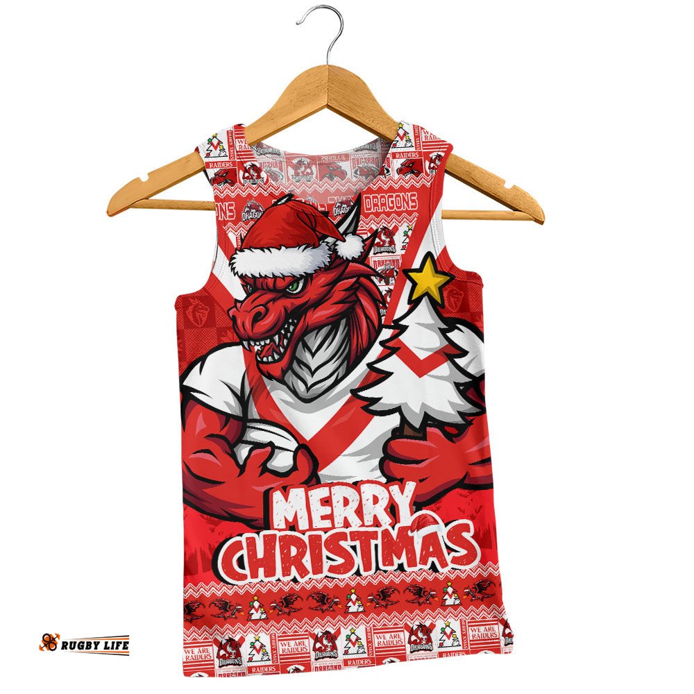 St. George Illawarra Dragons Men Singlet Merry Christmas Festive Spirit Edition