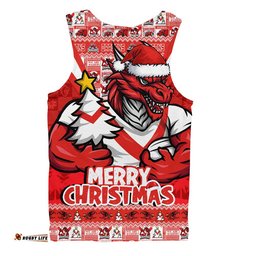 St. George Illawarra Dragons Men Singlet Merry Christmas Festive Spirit Edition