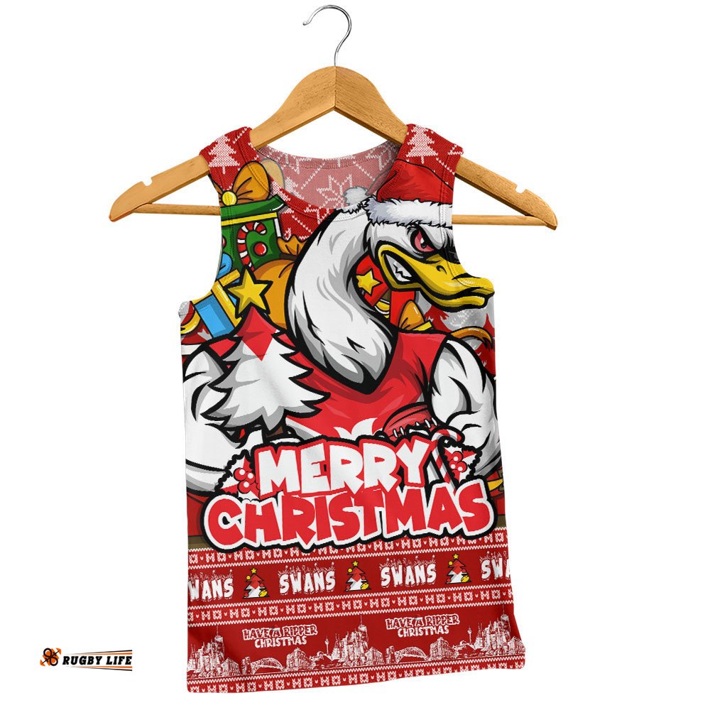 Sydney Swans Men Singlet Festive Holiday Merry Christmas Vibe