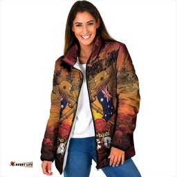 ANZAC Day Lest We Forget Padded Jacket Australian Veterans Remembrance Tribute LT18