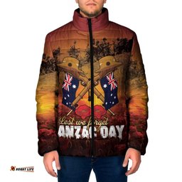 ANZAC Day Lest We Forget Padded Jacket Australian Veterans Remembrance Tribute LT18