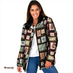 Aussie Birds Christmas La La Land Padded Jacket Black Vintage Stamp Edition LT9