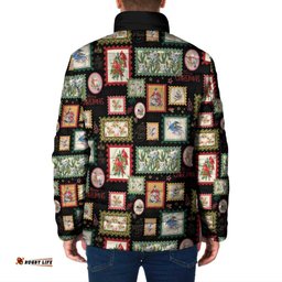 Aussie Birds Christmas La La Land Padded Jacket Black Vintage Stamp Edition LT9