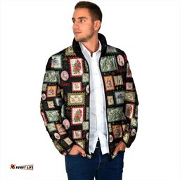 Aussie Birds Christmas La La Land Padded Jacket Black Vintage Stamp Edition LT9