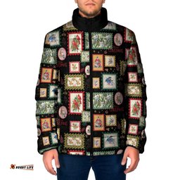 Aussie Birds Christmas La La Land Padded Jacket Black Vintage Stamp Edition LT9