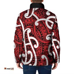 Aotearoa Maori Kowhaiwhai Padded Jacket Whero Puhoro and Patiki LT9