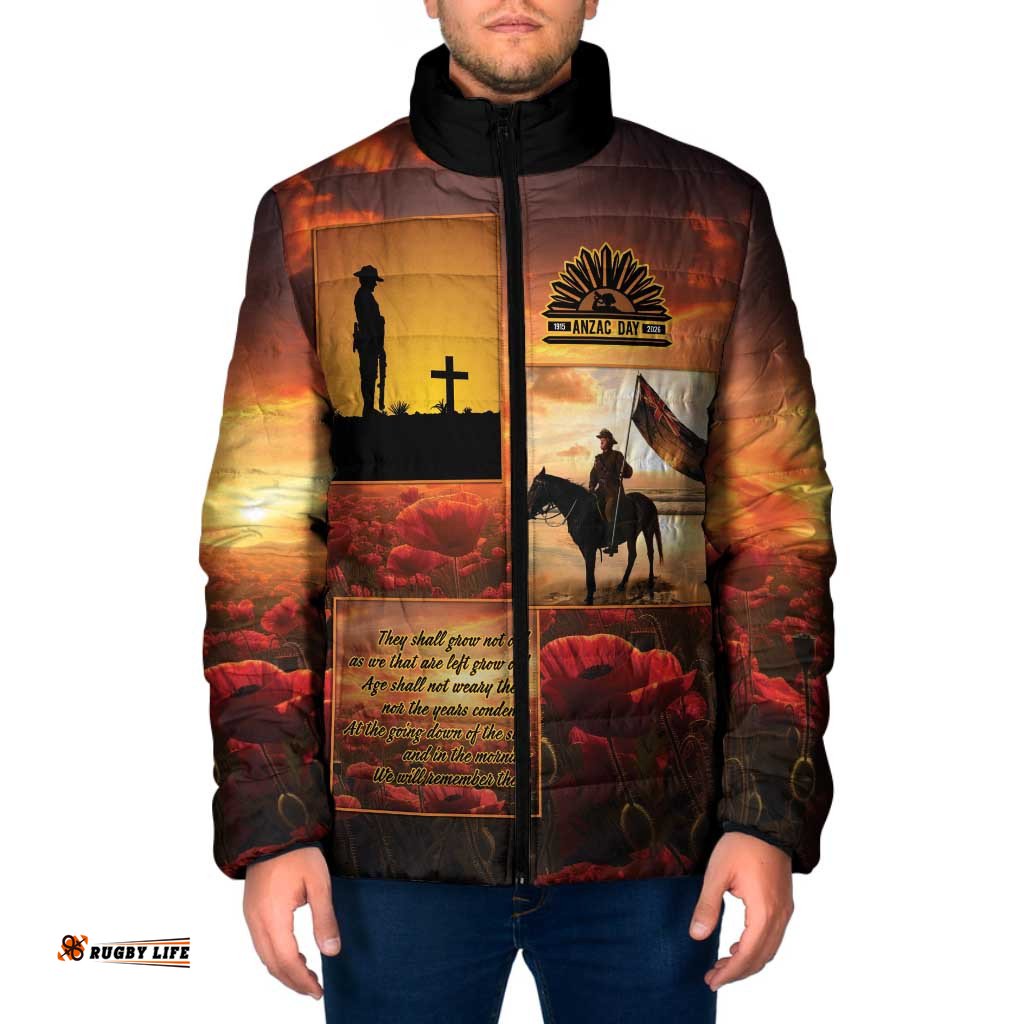 ANZAC Day Film Reel Lest We Forget Padded Jacket Australia NZ Memorial LT9