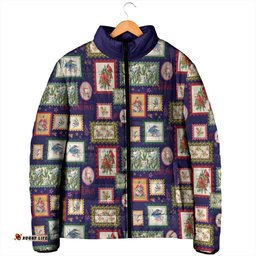 Aussie Birds Christmas La La Land Padded Jacket Navy Blue Vintage Stamp Edition LT9
