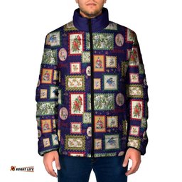 Aussie Birds Christmas La La Land Padded Jacket Navy Blue Vintage Stamp Edition LT9
