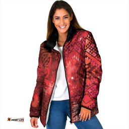 Aotearoa Taniko Matariki Padded Jacket Cosmic Red LT7
