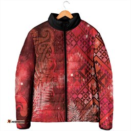 Aotearoa Taniko Matariki Padded Jacket Cosmic Red LT7