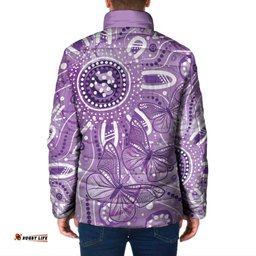 Australia Epilepsy Awareness Indigenous Padded Jacket Butterfly Aboriginal Art LT7