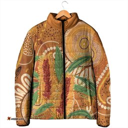 Australia Bottlebrush Padded Jacket Callistemon Aussie Native Flowers Indigenous Art LT14