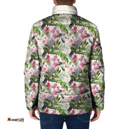 Aussie Pink Cockatoo Flowers Seamless Pattern Padded Jacket LT9
