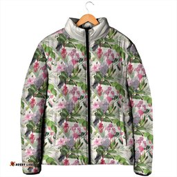 Aussie Pink Cockatoo Flowers Seamless Pattern Padded Jacket LT9