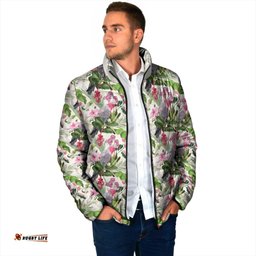 Aussie Pink Cockatoo Flowers Seamless Pattern Padded Jacket LT9