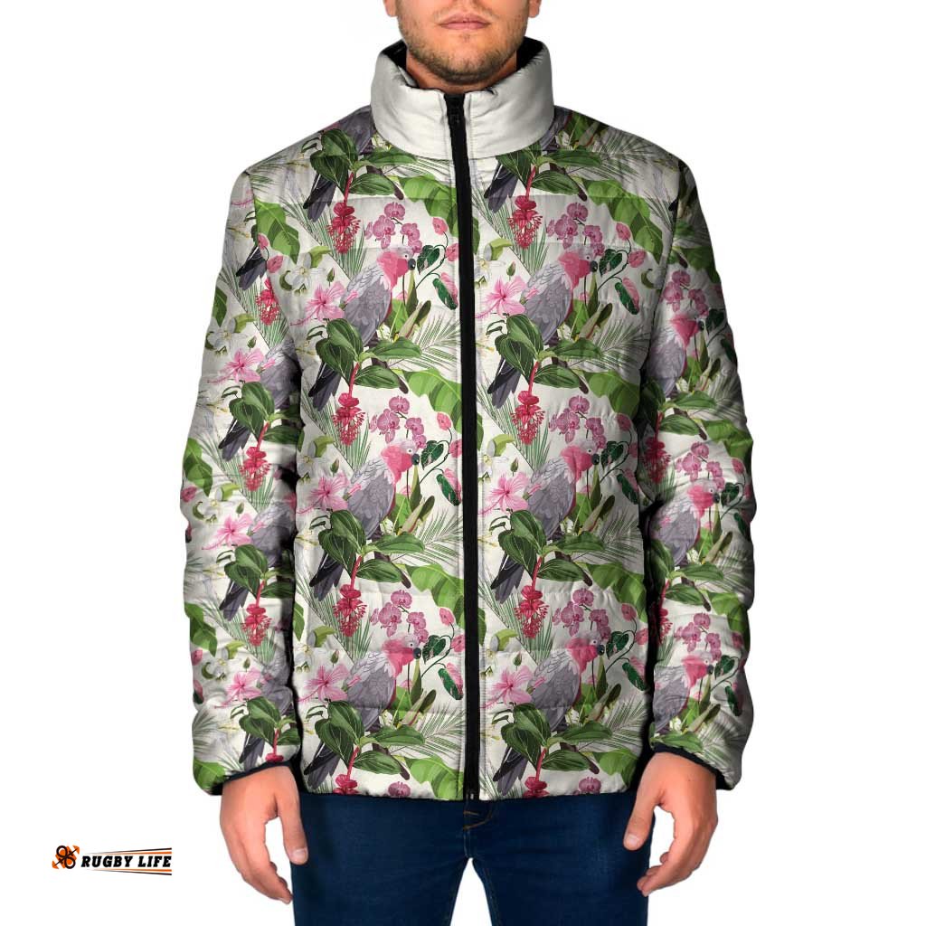 Aussie Pink Cockatoo Flowers Seamless Pattern Padded Jacket LT9