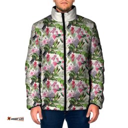 Aussie Pink Cockatoo Flowers Seamless Pattern Padded Jacket LT9
