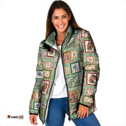 Aussie Birds Christmas La La Land Padded Jacket Green Vintage Stamp Edition LT9