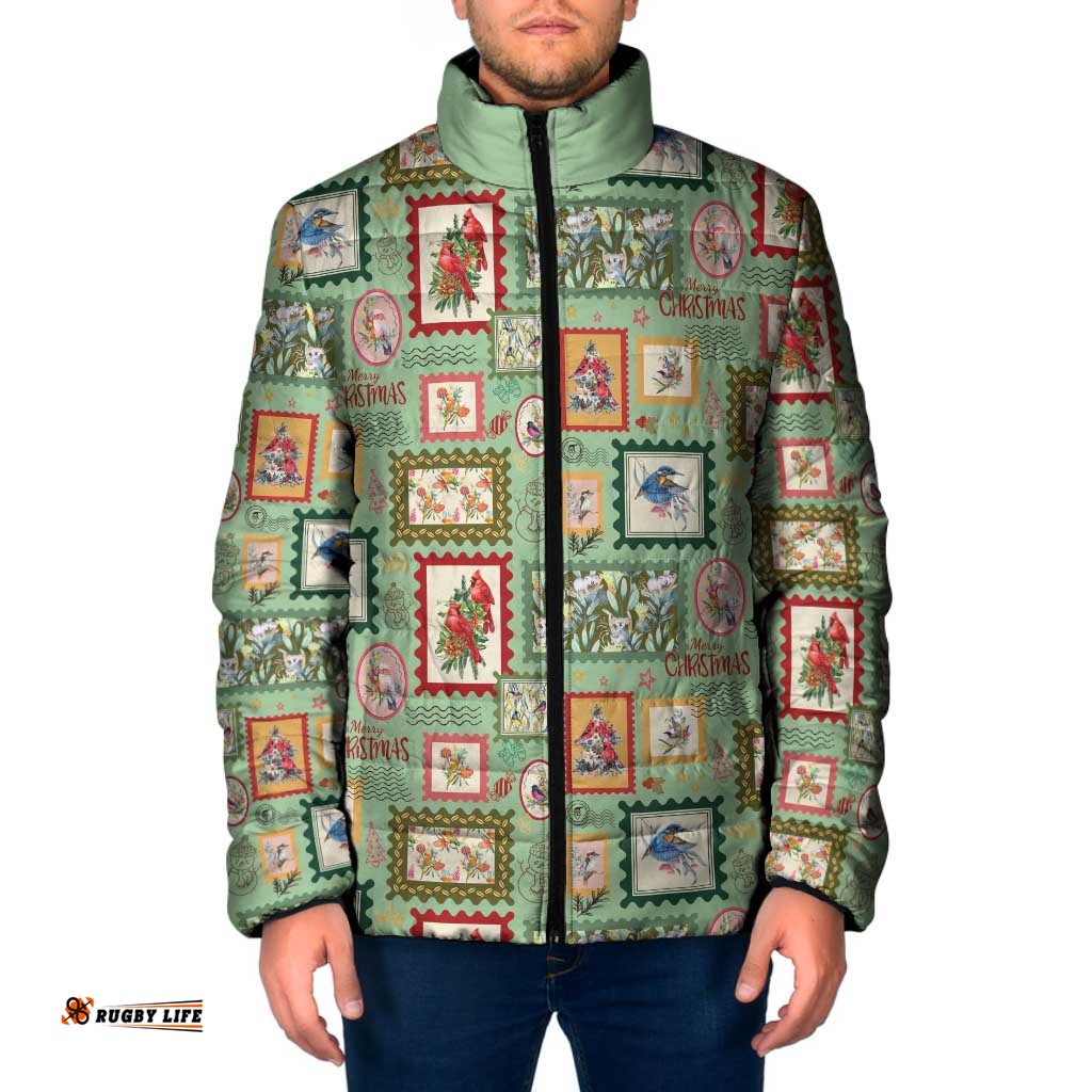 Aussie Birds Christmas La La Land Padded Jacket Green Vintage Stamp Edition LT9