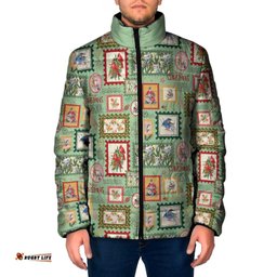 Aussie Birds Christmas La La Land Padded Jacket Green Vintage Stamp Edition LT9