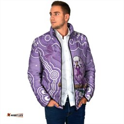 Australia Epilepsy Awareness Padded Jacket Purple Budgerigar Plumeria Aboriginal LT14