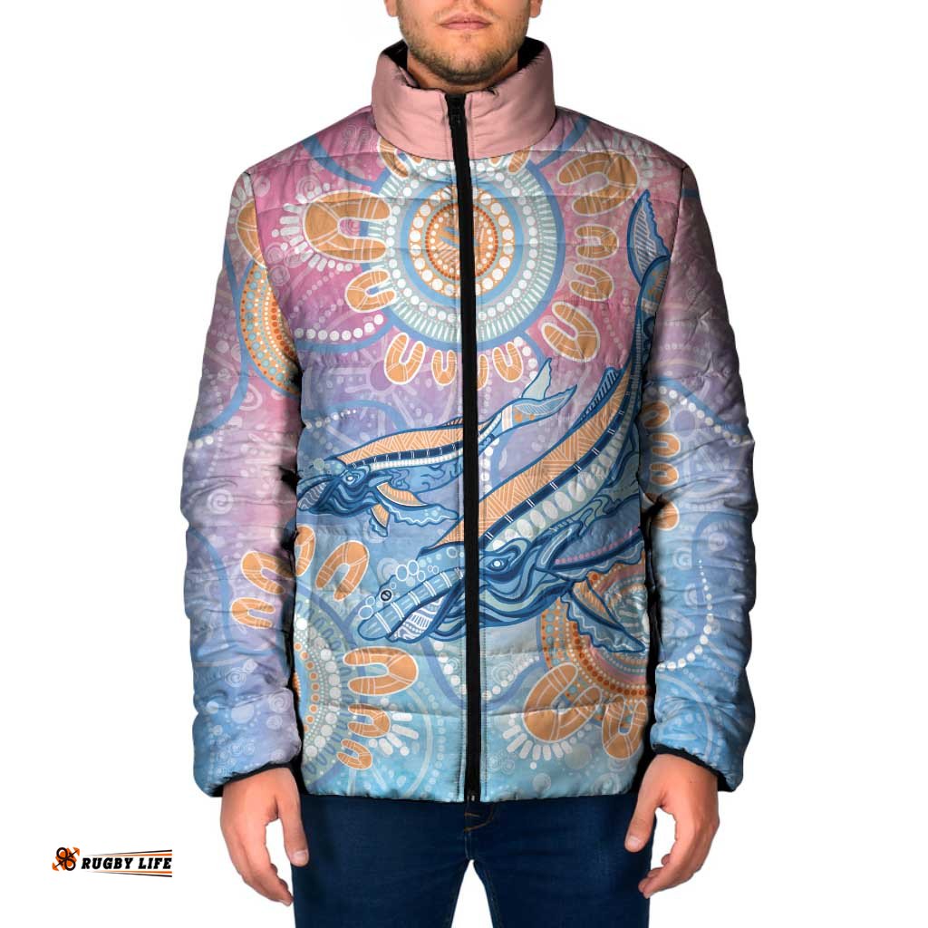 Aussie NAIDOC Week Pastel Padded Jacket Dreaming Whales LT7