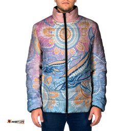 Aussie NAIDOC Week Pastel Padded Jacket Dreaming Whales LT7