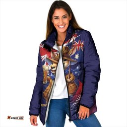 Australia Day Kangaroo Flag Padded Jacket Aussie Aussie Aussie Oi Oi Oi LT9
