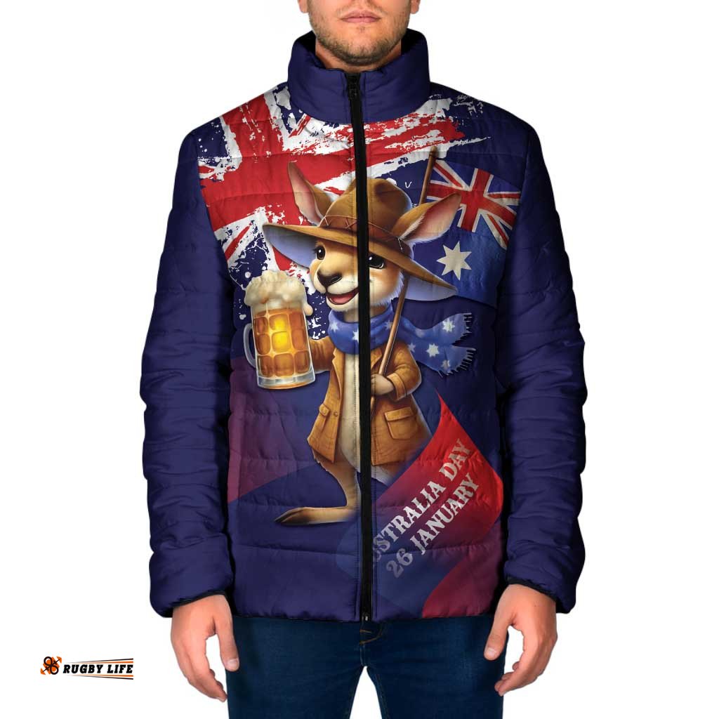 Australia Day Kangaroo Flag Padded Jacket Aussie Aussie Aussie Oi Oi Oi LT9