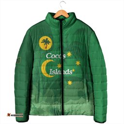 Australia Cocos Keeling Islands Padded Jacket Southern Cross Palm Tree Pattern LT14