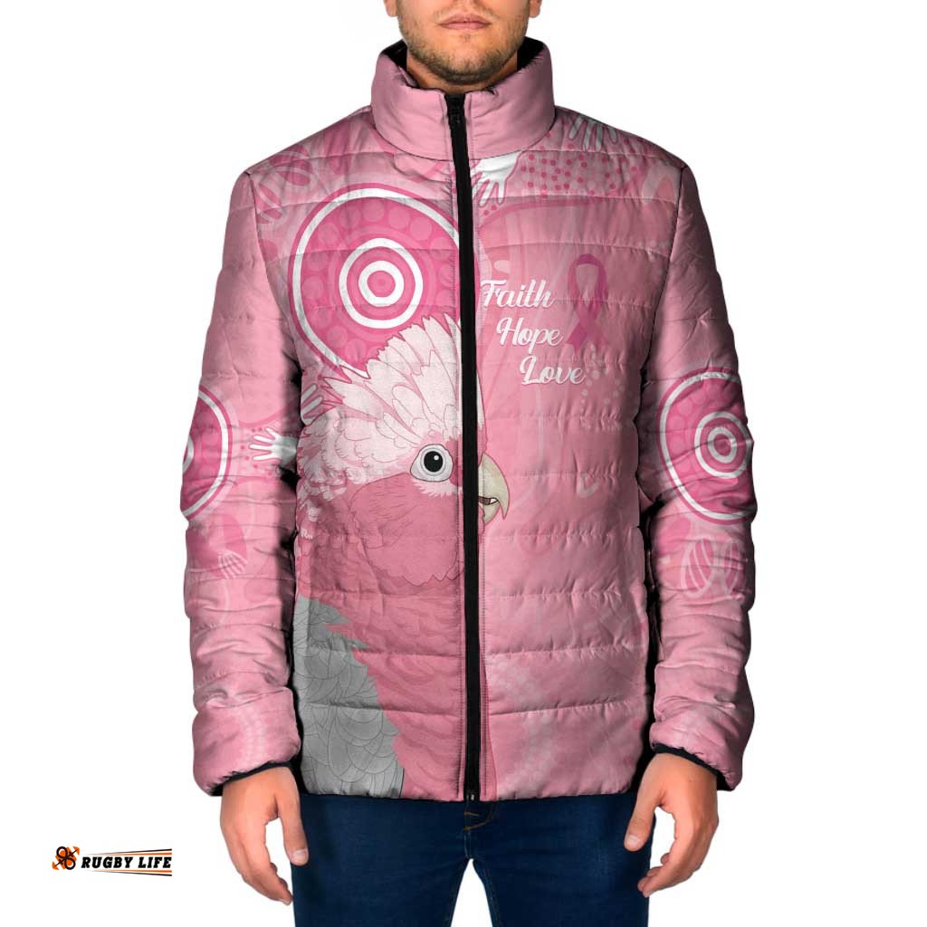 Australia Breast Cancer Awareness Padded Jacket Galah Faith Hope Love Pink Month LT14