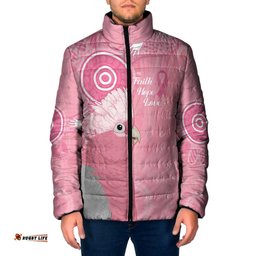 Australia Breast Cancer Awareness Padded Jacket Galah Faith Hope Love Pink Month LT14