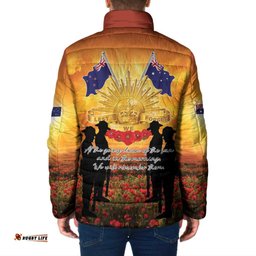 ANZAC Day Padded Jacket Remembrance Tribute Soldiers And Poppy Field LT05