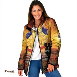 ANZAC Day Padded Jacket Remembrance Tribute Soldiers And Poppy Field LT05