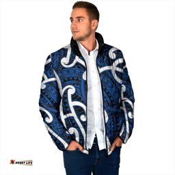 Aotearoa Maori Kowhaiwhai Padded Jacket Kikorangi Puhoro and Patiki LT9