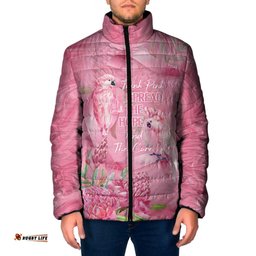 Australia Breast Cancer Awareness Padded Jacket Think Pink Cockatoos Ribbon LT14