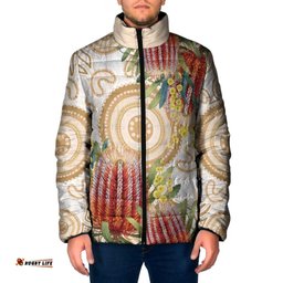 Australia Banksia Padded Jacket Aussie Native Flowers Indigenous Art LT14