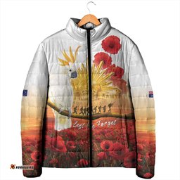 Australia Cockatoo ANZAC Day Padded Jacket Lest We Forget LT05