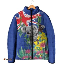 Australia Day Koala Padded Jacket Aussie Aussie Aussie Oi Oi Oi Blue Color LT9