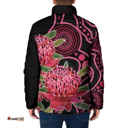 Australia Waratah Padded Jacket Telopea Aussie Native Flowers Indigenous Art LT14