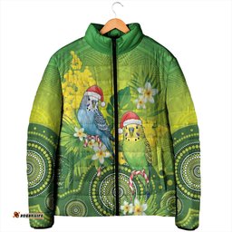 Budgerigar Australia Christmas Padded Jacket Budgies Golden Wattle Aboriginal Green LT14