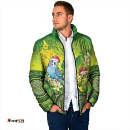 Budgerigar Australia Christmas Padded Jacket Budgies Golden Wattle Aboriginal Green LT14