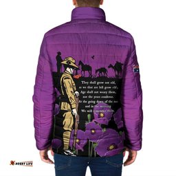 ANZAC Soldier and War Animals Padded Jacket We Will Remember Them LT15