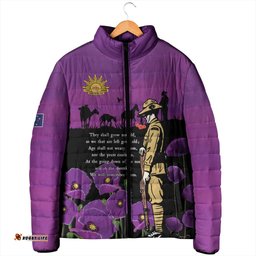 ANZAC Soldier and War Animals Padded Jacket We Will Remember Them LT15